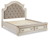 Realyn Two-tone King Panel Storage Bed, Dresser, Mirror and 2 Nightstands from Ashley - Luna Furniture