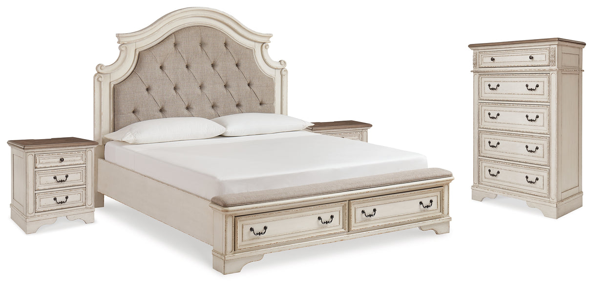 Realyn Two-tone King Storage Bed, Chest and 2 Nightstands from Ashley - Luna Furniture