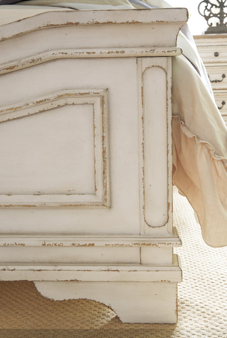 Realyn Two-tone Queen Upholstered Panel Bed, Dresser, Mirror, Chest and Nightstand from Ashley - Luna Furniture