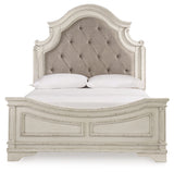 Realyn Two-tone Queen Upholstered Panel Bed and Chest from Ashley - Luna Furniture