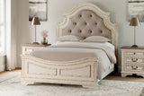 Realyn Two-tone Queen Upholstered Panel Bed and Chest from Ashley - Luna Furniture