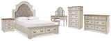 Realyn Two-tone Queen Upholstery Panel Bed, Dresser, Chest, Nightstand, and Vanity Set from Ashley - Luna Furniture