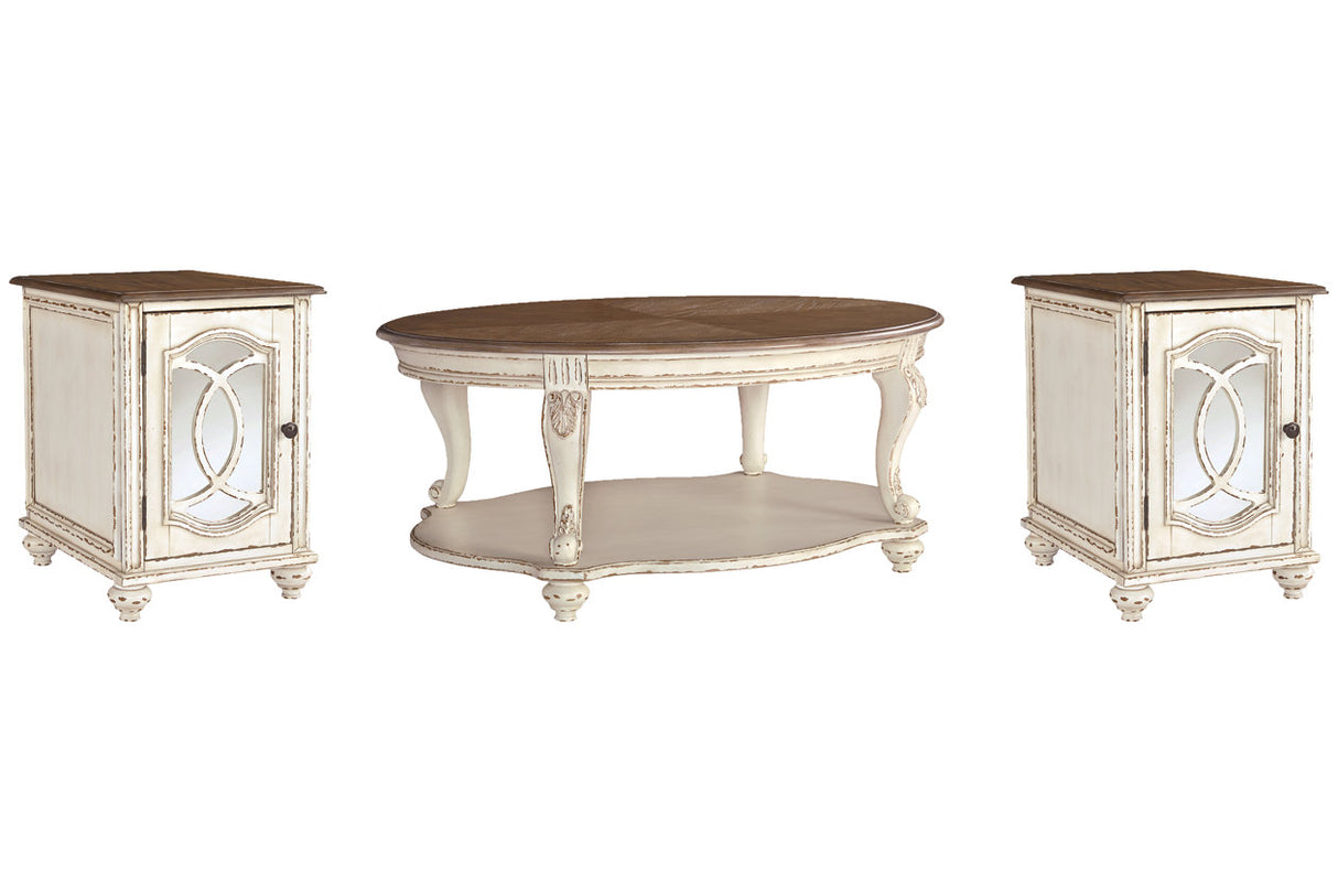Realyn White/Brown Coffee Table and 2 End Tables from Ashley - Luna Furniture
