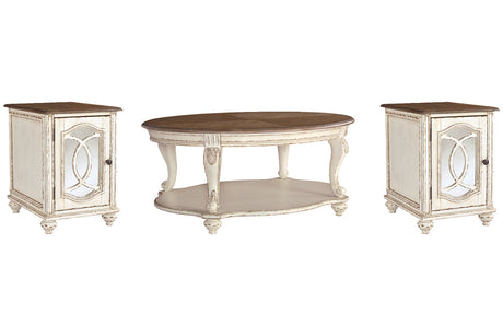 Realyn White/Brown Coffee Table and 2 End Tables from Ashley - Luna Furniture