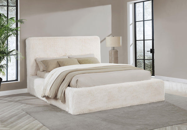 Rebecca Cream Faux Fur Upholstered California King Bed