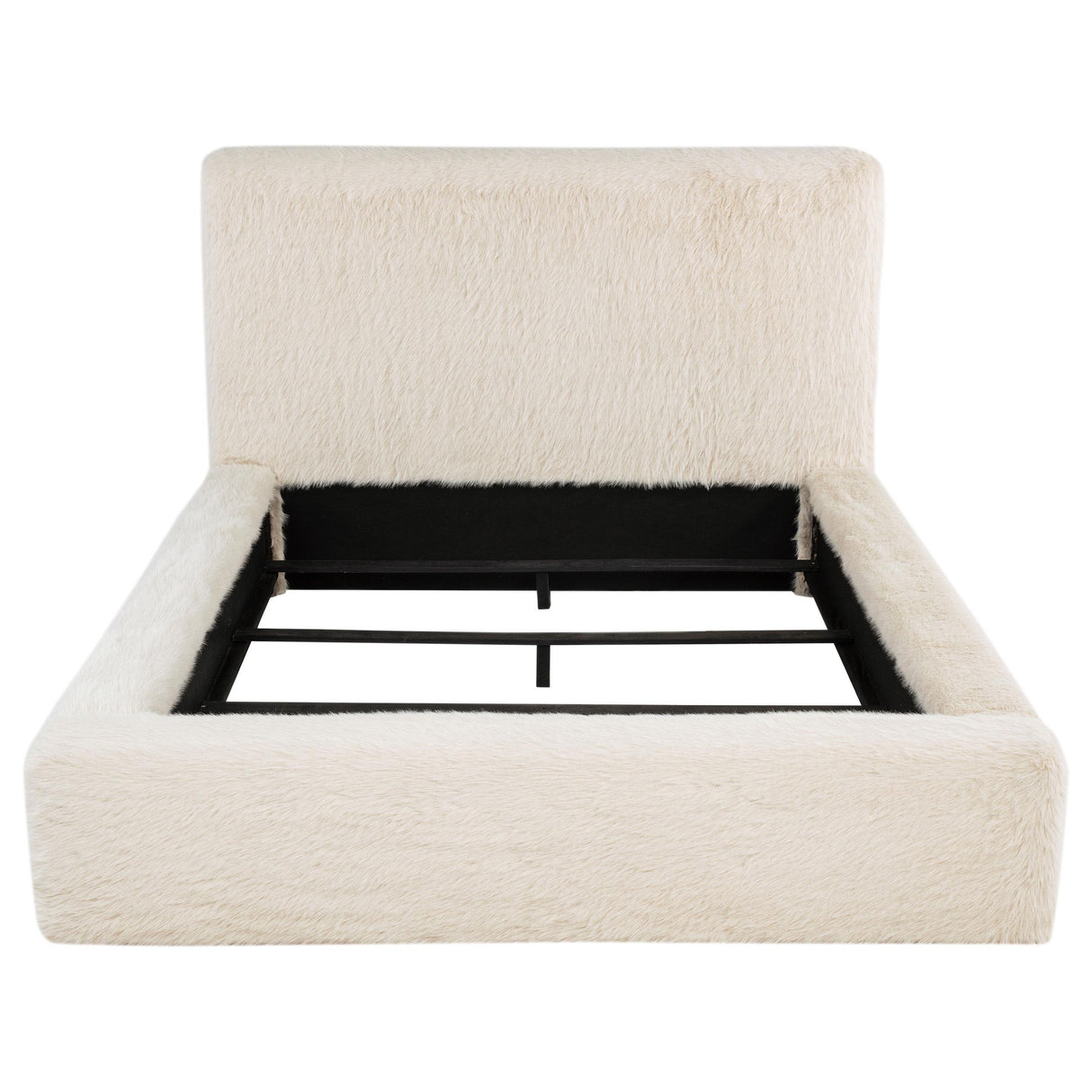 Rebecca Cream Faux Fur Upholstered Eastern King Bed from Coaster - Luna Furniture