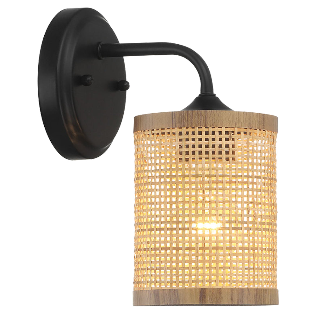 Reef 1-Light Rattan Wall Sconce with Black Metal Finish from Ashcroft Furniture - Luna Furniture