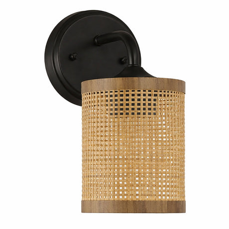 Reef 1-Light Rattan Wall Sconce with Black Metal Finish from Ashcroft Furniture - Luna Furniture
