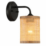 Reef 1-Light Rattan Wall Sconce with Black Metal Finish from Ashcroft Furniture - Luna Furniture