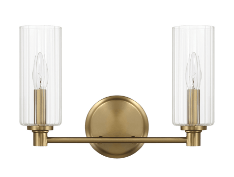 Regal Double Light Vanity With Clear Ribbed Glass - Satin Brass from Midinmod - Luna Furniture