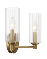 Regal Double Light Vanity With Clear Ribbed Glass - Satin Brass from Midinmod - Luna Furniture