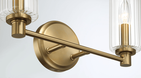 Regal Double Light Vanity With Clear Ribbed Glass - Satin Brass from Midinmod - Luna Furniture