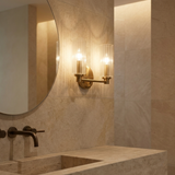 Regal Double Light Vanity With Clear Ribbed Glass - Satin Brass from Ashcroft Furniture - Luna Furniture