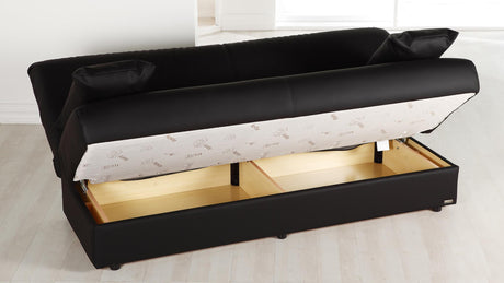 Regata Escudo Black PU 3-Seat Sleeper Sofa from Bellona - Luna Furniture