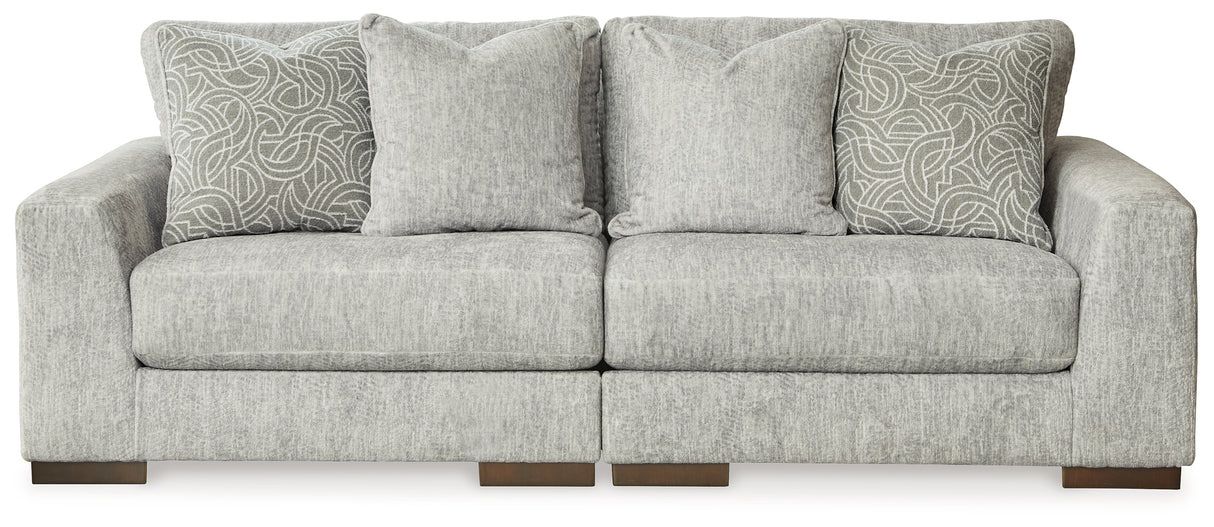 Regent Park Pewter 3-Piece Sectional with Ottoman from Ashley - Luna Furniture