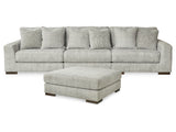 Regent Park Pewter 3-Piece Sectional with Ottoman from Ashley - Luna Furniture