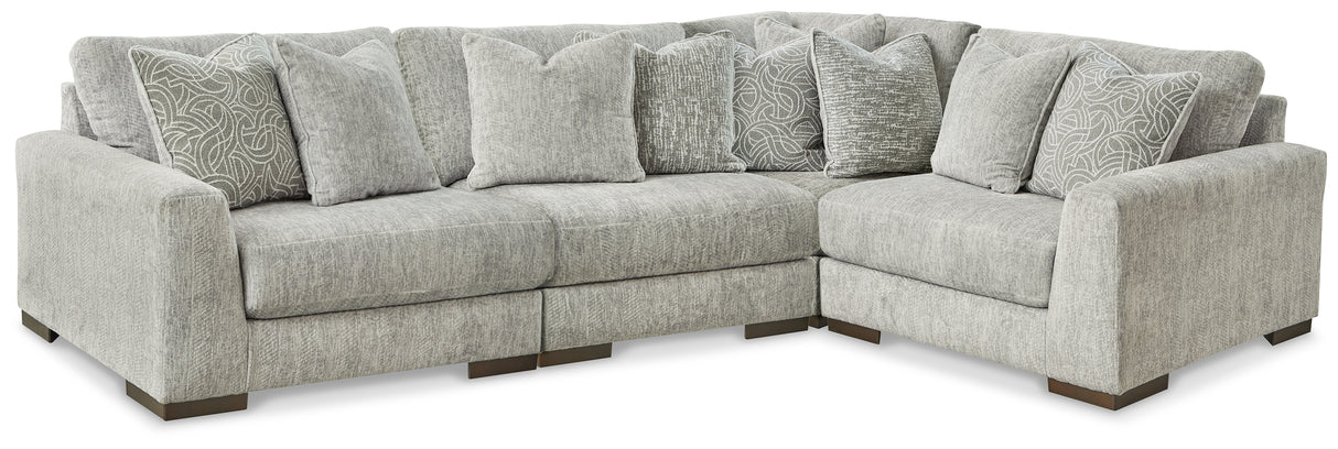 Regent Park Pewter 4-Piece Sectional with Ottoman from Ashley - Luna Furniture