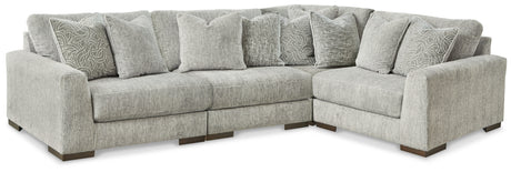 Regent Park Pewter 4-Piece Sectional with Ottoman from Ashley - Luna Furniture