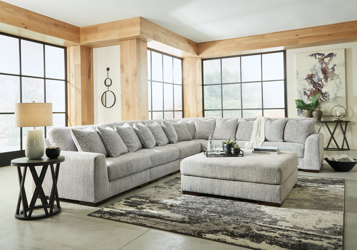 Regent Park Pewter 6-Piece Sectional with Ottoman from Ashley - Luna Furniture
