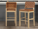 Reid Camel Vegan Leather 30″ Bar Stool, Sand Finish, Set of 2 from Steve Silver - Luna Furniture