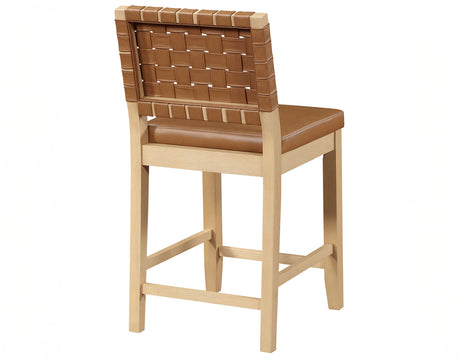 Reid Camel Vegan Leather 24″ Counter Stool, Sand Finish, Set of 2 from Steve Silver - Luna Furniture