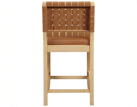 Reid Camel Vegan Leather 24″ Counter Stool, Sand Finish, Set of 2 from Steve Silver - Luna Furniture