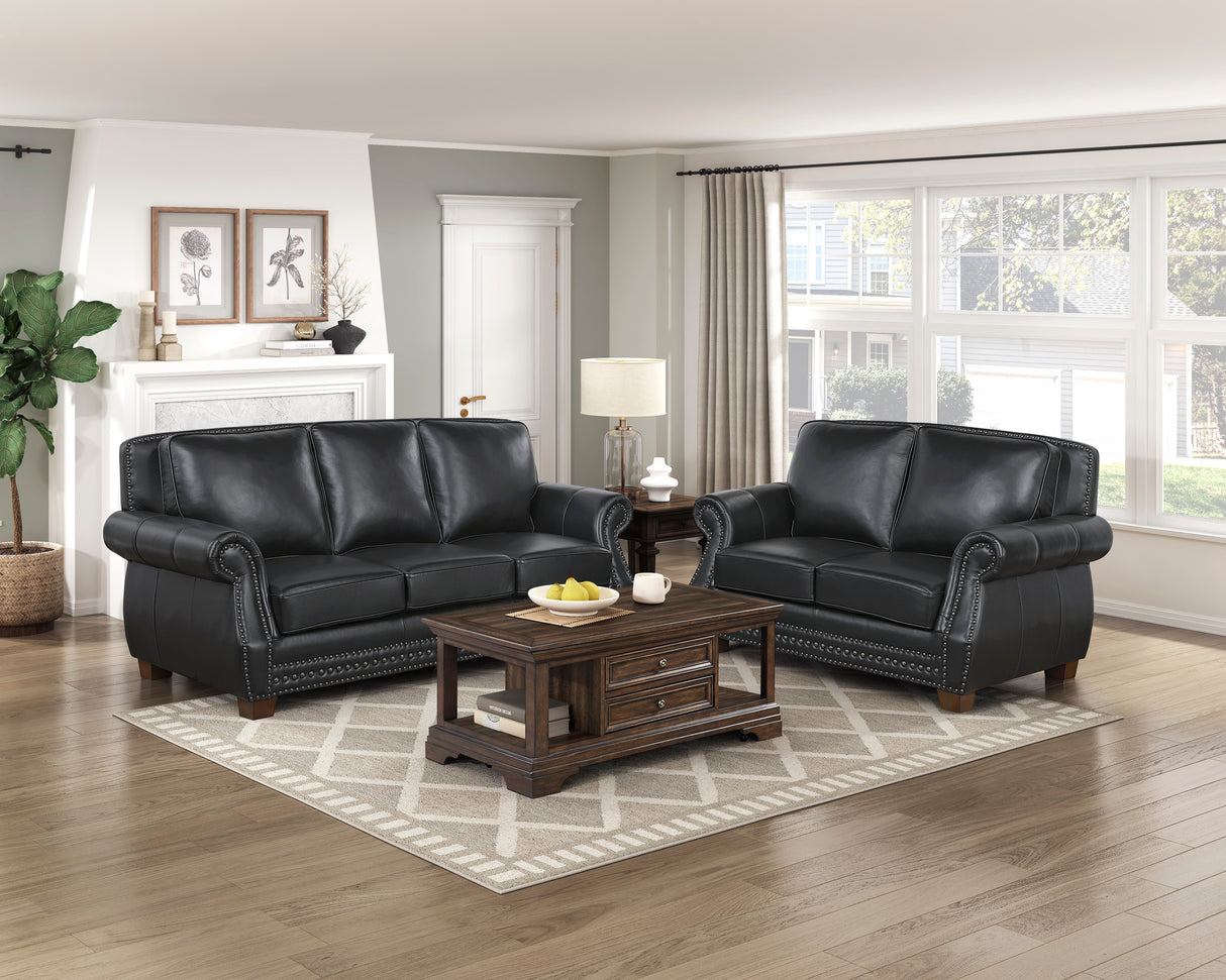 Remington Black 3-Piece Leather Living Room Set from Homelegance - Luna Furniture
