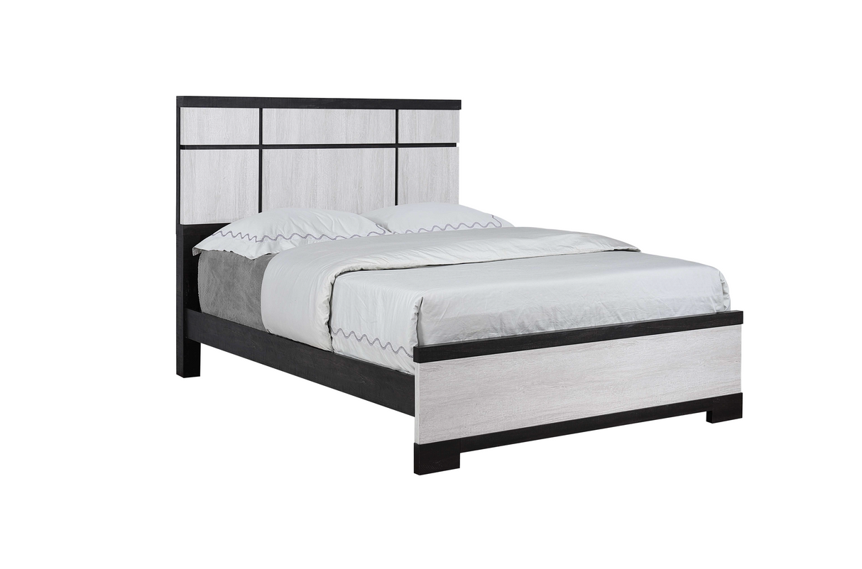 Remington Black/White King Panel Bed from Crown Mark - Luna Furniture