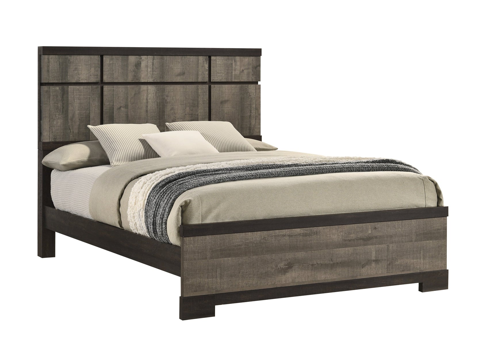Remington Brown/Gray Queen Panel Bed from Crown Mark - Luna Furniture