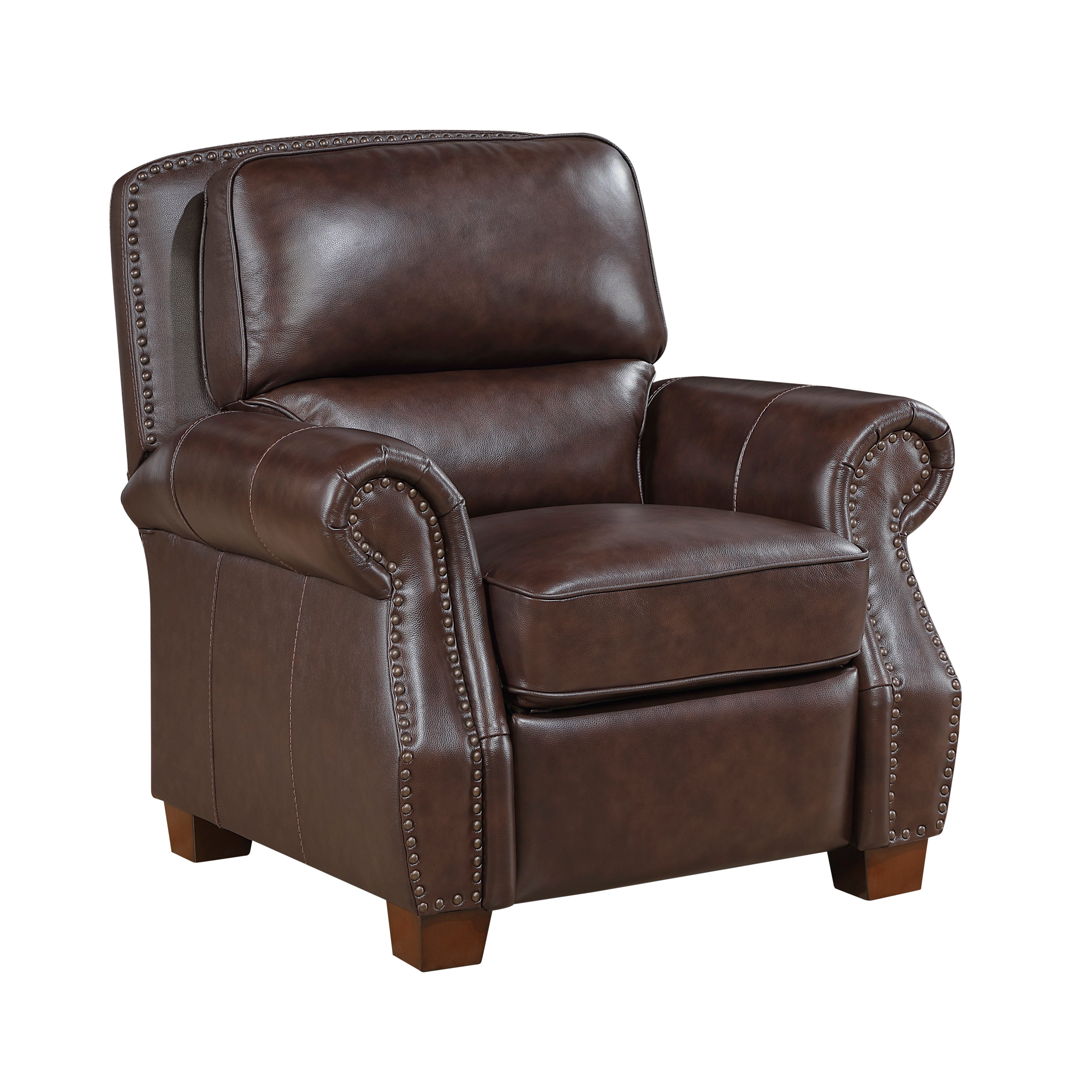 Remington Brown Push Back Leather Reclining Chair – Luna Furniture