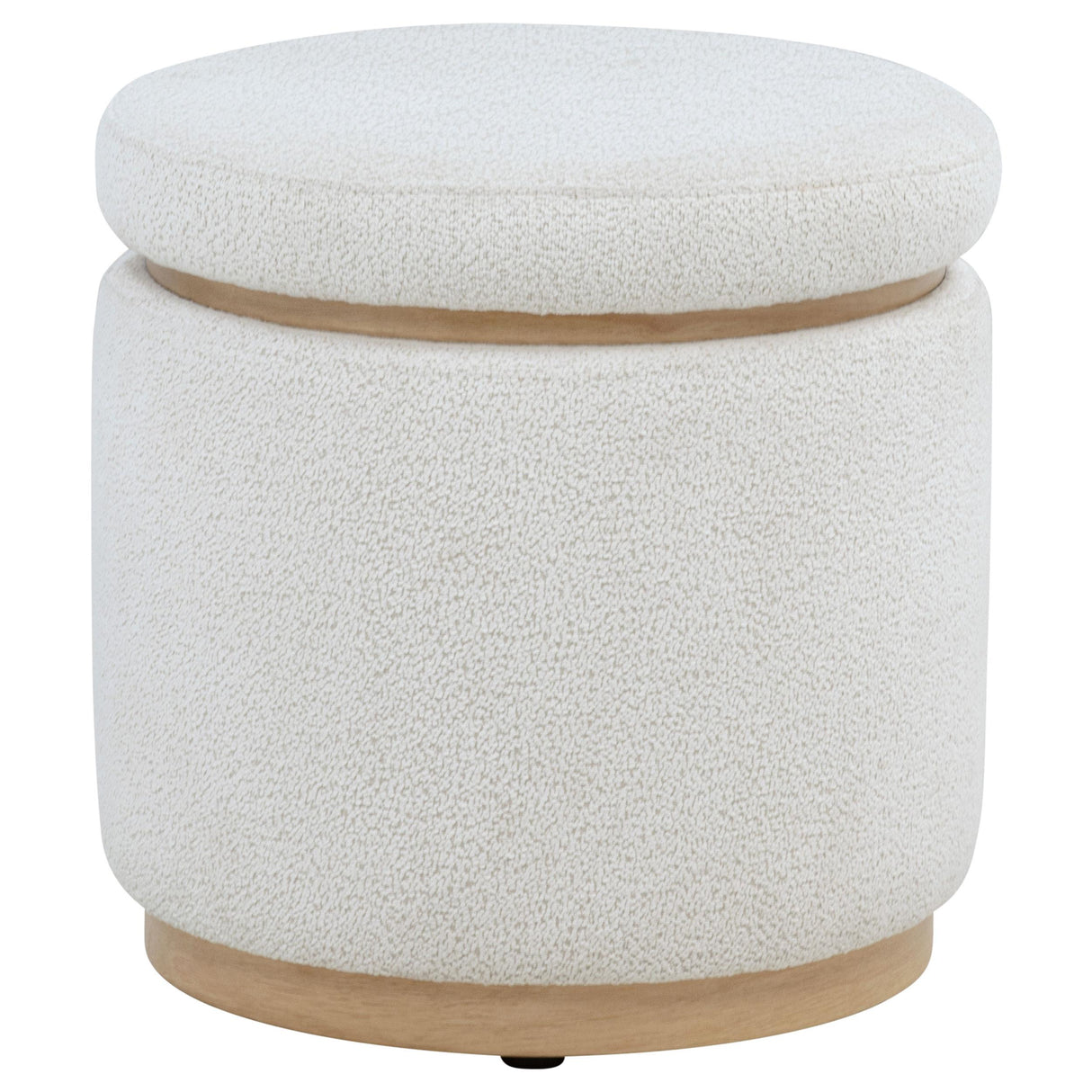 Remuda Ivory Boucle Upholstered Round Storage Ottoman from Coaster - Luna Furniture