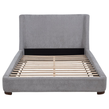 Rennes Gray Upholstered Eastern King Wingback Platform Bed from Coaster - Luna Furniture