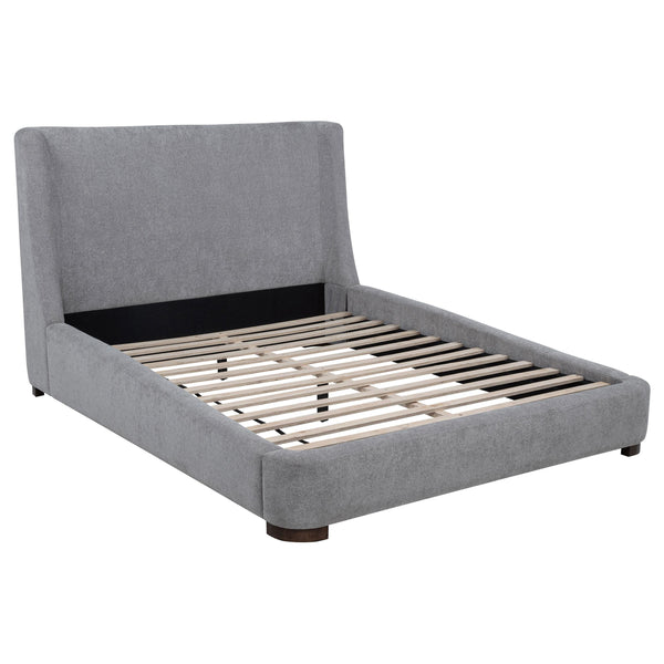 Rennes Gray Upholstered Queen Wingback Platform Bed