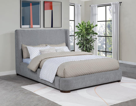 Rennes Gray Upholstered Queen Wingback Platform Bed from Coaster - Luna Furniture