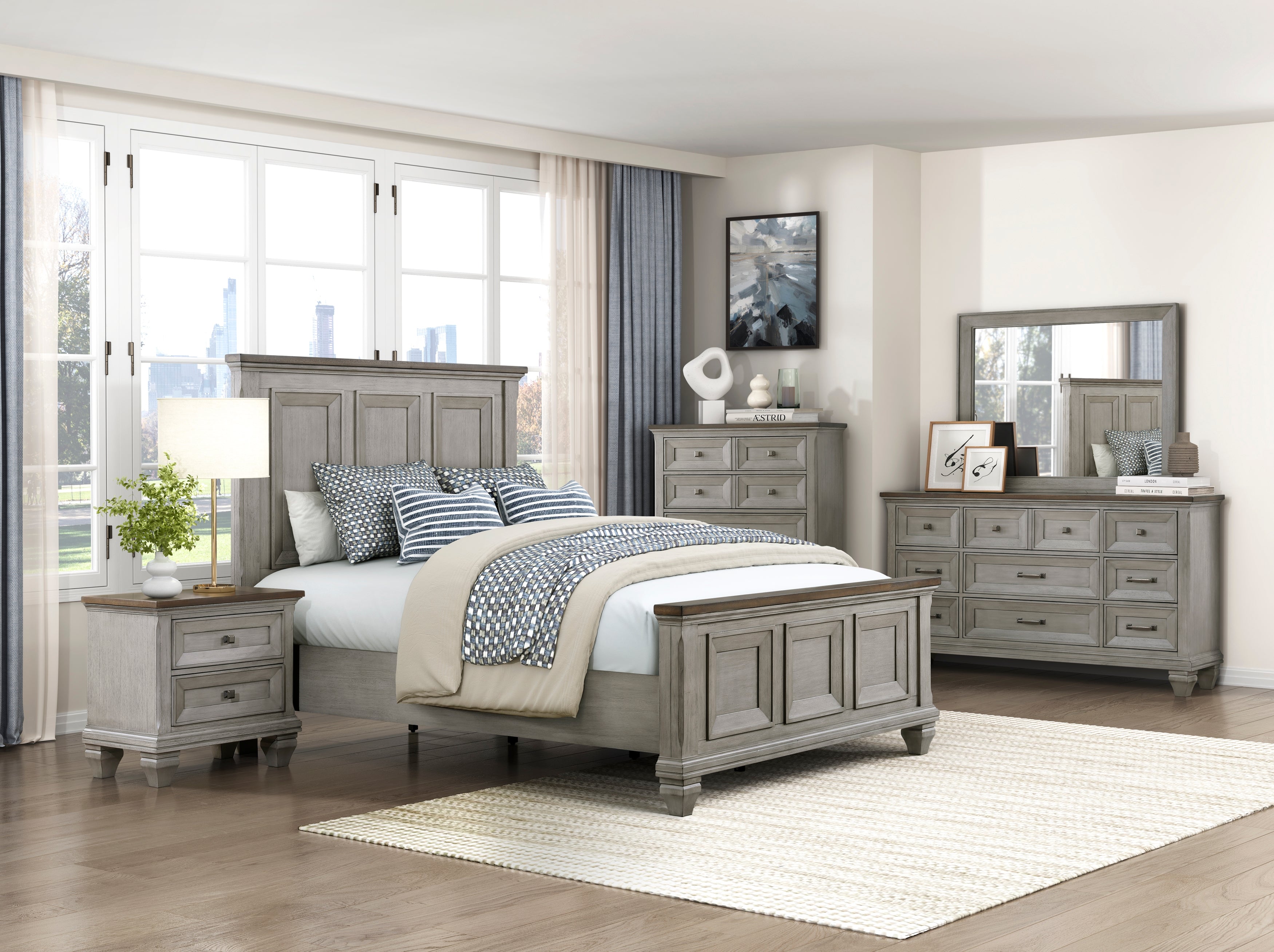 【M】The Enroy Professional グレー ベスト Renton Antique Gray/Brown Panel Bedroom Set – Luna Furniture