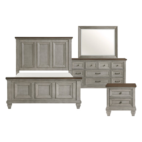Renton Antique Gray/Brown Queen Bed, Dresser, Mirror, and Nightstand from Homelegance - Luna Furniture