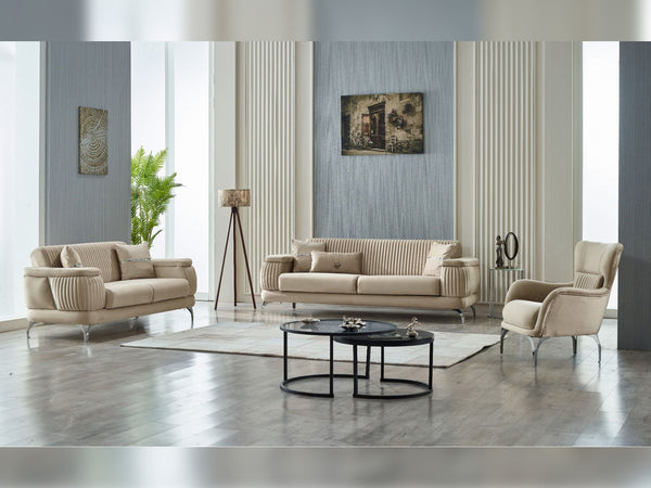Resital 3-pieces (Sofa & Loveseat & Chair) Livingroom Set in Beige