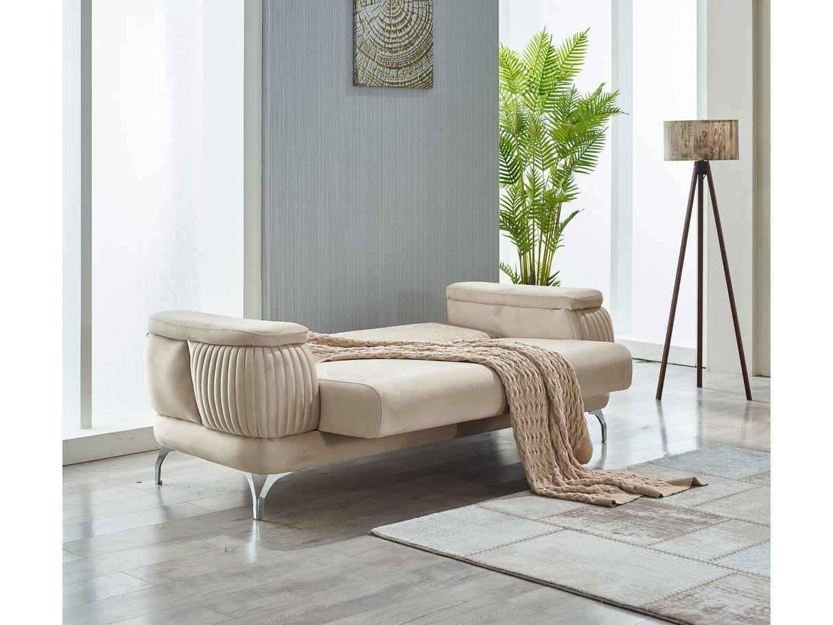 Resital Convertible Loveseat in Beige from Furnia - Luna Furniture