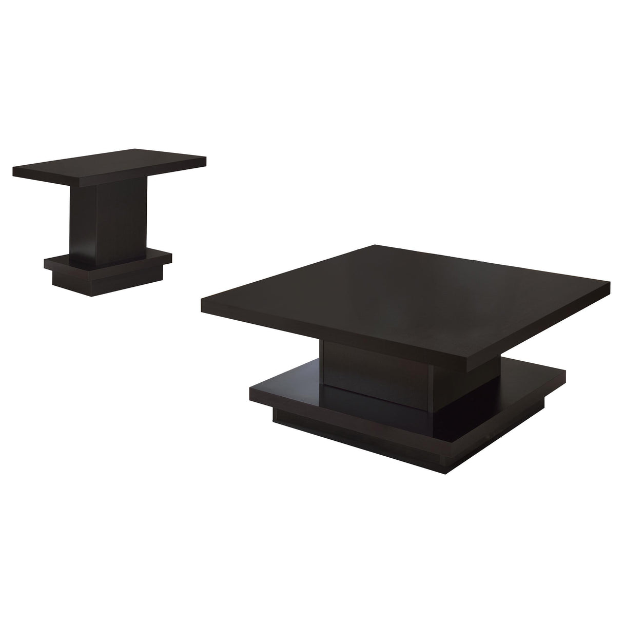 Reston Cappuccino 2-Piece Square Coffee and End Table Set from Coaster - Luna Furniture