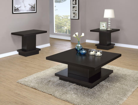Reston Cappuccino 3-Piece Square Coffee and End Table Set from Coaster - Luna Furniture