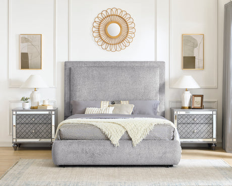 Reverie Pewter King Bed with Drawer from Crown Mark - Luna Furniture