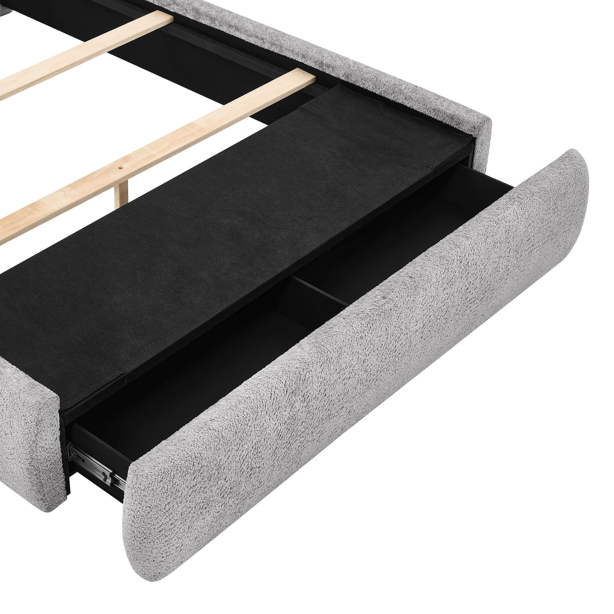 Reverie Pewter King Bed with Drawer from Crown Mark - Luna Furniture