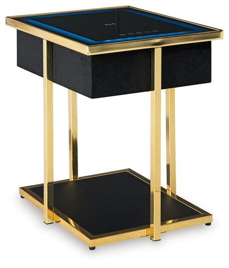 Rexwell Black/Gold Finish Accent Table with Speaker from Ashley - Luna Furniture