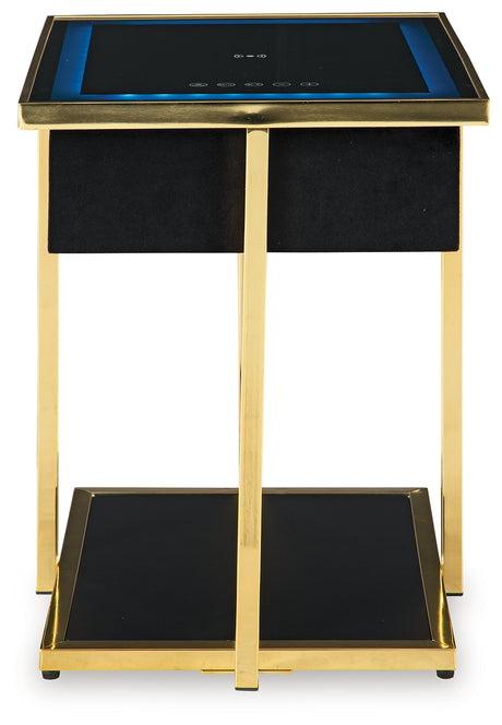 Rexwell Black/Gold Finish Accent Table with Speaker from Ashley - Luna Furniture
