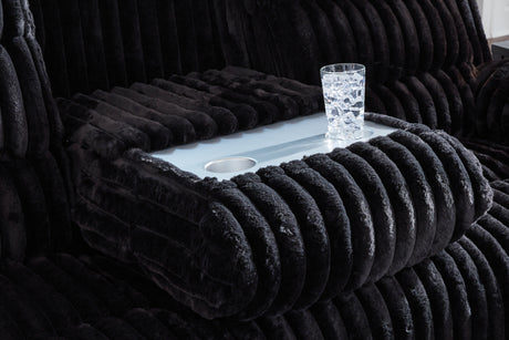 Rhine Falls Onyx Power Reclining Sofa with Drop Down Table from Ashley - Luna Furniture