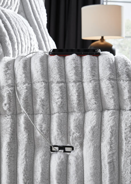 Rhines Falls Alloy Power Reclining Loveseat with Console from Ashley - Luna Furniture