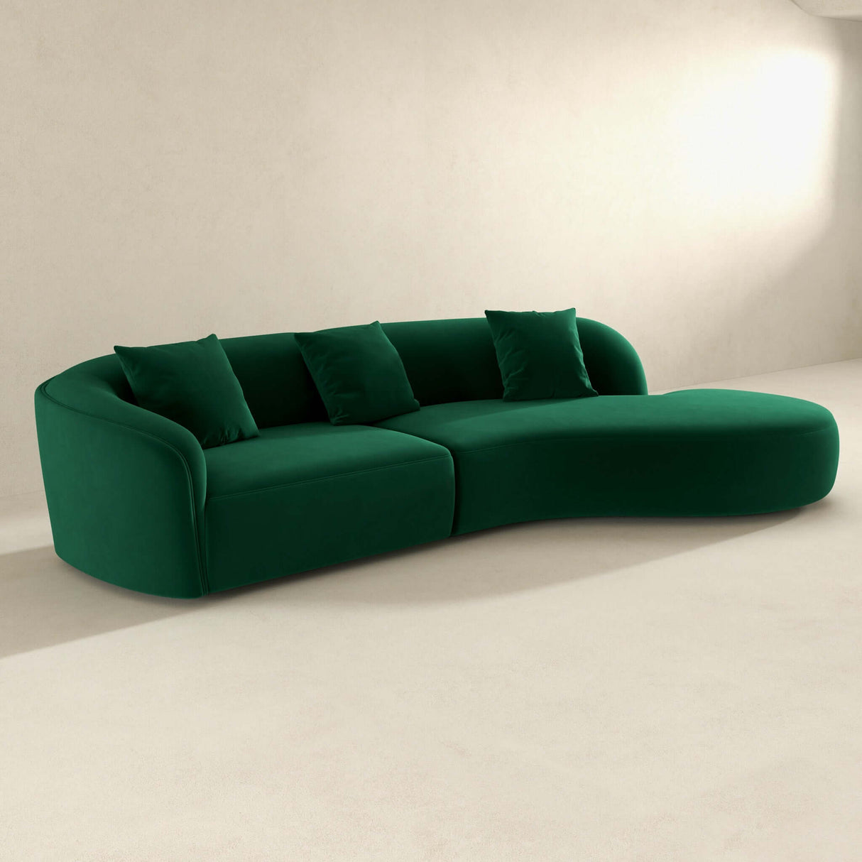 Elijah Dark Green Japandi Style Curvy Sectional Sofa 126" from Ashcroft Furniture - Luna Furniture