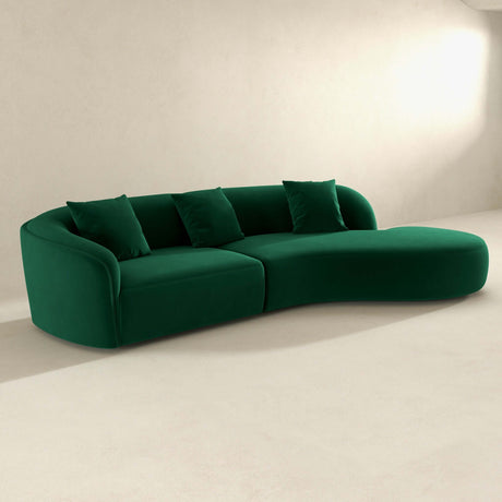 Elijah Dark Green Japandi Style Curvy Sectional Sofa 126" from Ashcroft Furniture - Luna Furniture