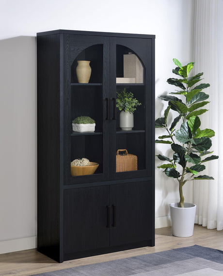 Riva Black 4-Door Tall Accent Display Cabinet with LED Lighting from Coaster - Luna Furniture