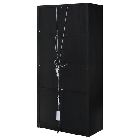 Riva Black 4-Door Tall Accent Display Cabinet with LED Lighting from Coaster - Luna Furniture